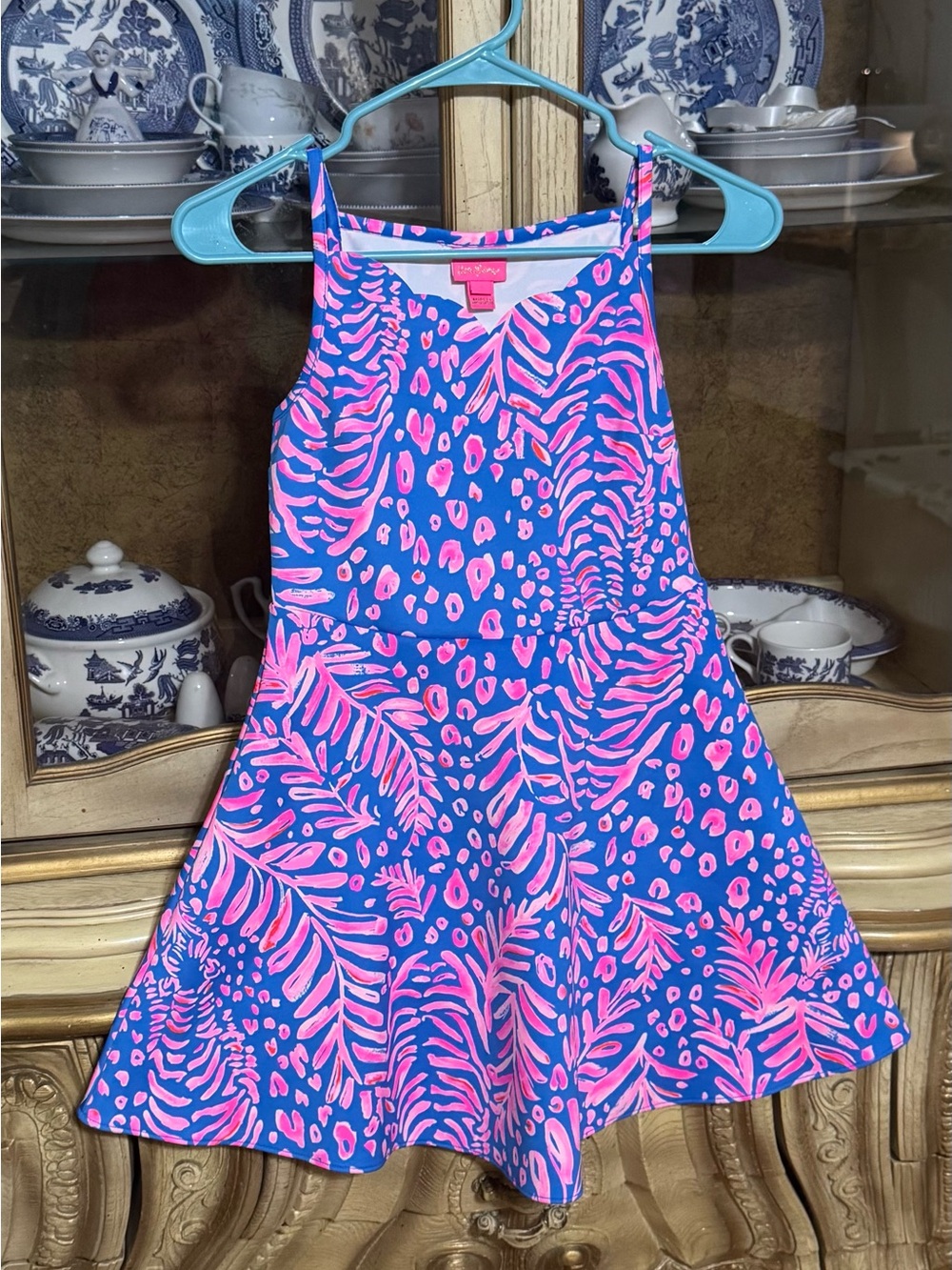 Lilly Pulitzer Breelyn dress scallop neckline Pundy Blue La Zebra Girls size 12